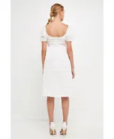 Women's Texture White Midi Dress