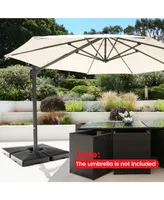 4pcs Fillable Patio Offset Cantilever Umbrella Base Stand Heavy-Duty Square