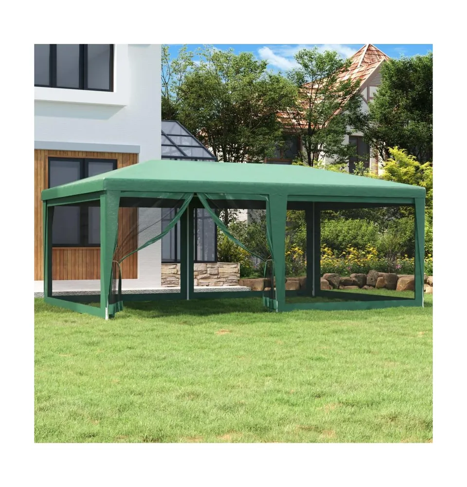 vidaXL Party Tent with 6 Mesh Sidewalls Green Hdpe