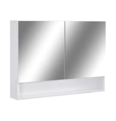 Led Bathroom Mirror Cabinet White 31.5"x5.9"x23.6" Mdf