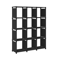 12-Cube Display Shelf Black 40.6"x11.8"x55.5" Fabric