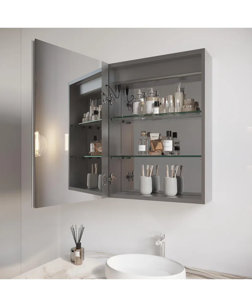 26 x 20 inch Bathroom Medicine Cabinet with Led Mirror, Anti