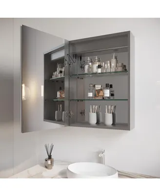26 x 20 inch Bathroom Medicine Cabinet with Led Mirror, Anti