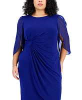 Connected Plus Size Chiffon-Sleeve Sheath Dress