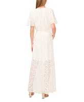 CeCe Women's Lace Batwing Sleeve Maxi Dress