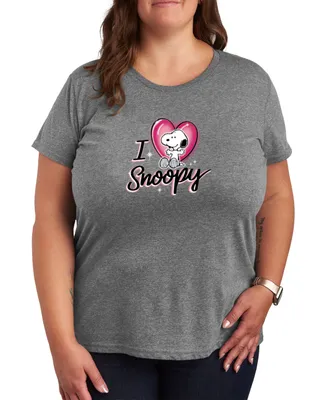 Air Waves Trendy Plus Size Peanuts Snoopy Valentine's Day Graphic T-shirt