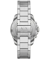 A|X Armani Exchange Men's Spencer Chronograph Silver-Tone Stainless Steel Watch 44mm