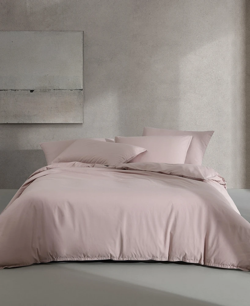 Calvin Klein Naturals Solid Cotton Tencel 3 Piece Duvet Cover Set, King