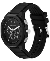 A|X Armani Exchange Men's Rafael Chronograph Black Silicone Watch 44mm