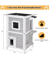 Inolait Sugift 2-Story Wooden Cat House with Escape Door Rainproof