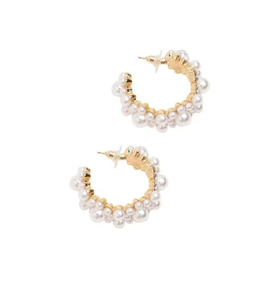 Sohi Women's White Hoop Earrings