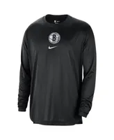 Men's Nike Black Distressed Brooklyn Nets 2023/24 City Edition Authentic Pregame Performance Long Sleeve Shooting T-shirt