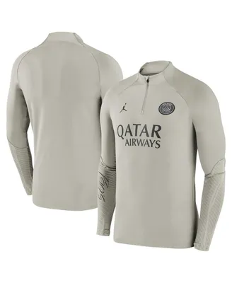 Men's Jordan Gray Paris Saint-Germain Strike Drill 2023/24 Performance Quarter-Zip Long Sleeve Top