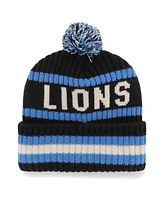 Men's '47 Brand Black Detroit Lions Bering Cuffed Knit Hat with Pom