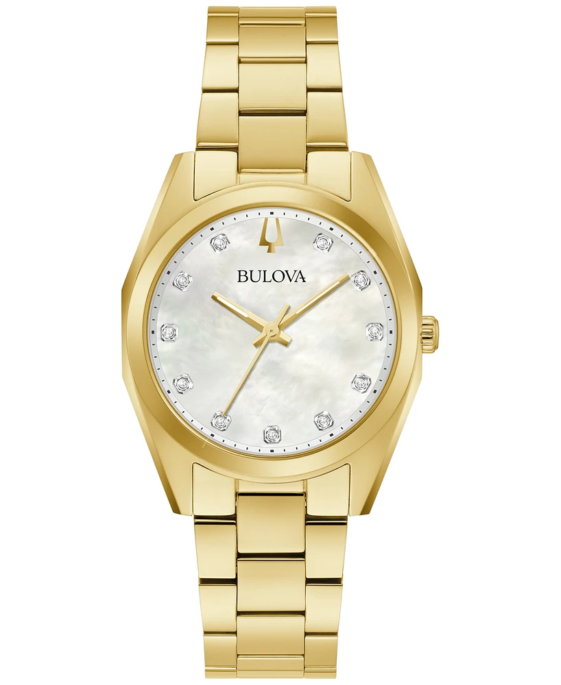 Bulova Women's Surveyor Diamond (1/20 ct. t.w.) Gold-Tone Stainless Steel Bracelet Watch 31mm