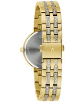 Bulova Women's Classic Crystal Gold-Tone Stainless Steel Bracelet Watch 30mm Gift Set - Gold