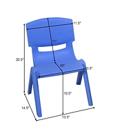 Set of 4 Kids Plastic Chairs Stackable Play and Learn Furniture