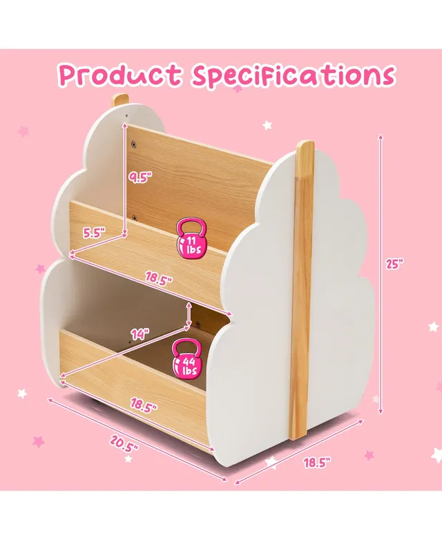 Kids Wooden Bookshelf Bookcase Children Toy Storage Cabinet