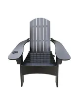 Simplie Fun Outdoor Or Indoor Wood Adirondack Chair With An Hole To Hold Umbrella On The Arm