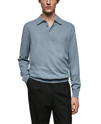 Mango Men's Long-Sleeved Cotton Jersey Polo Shirt