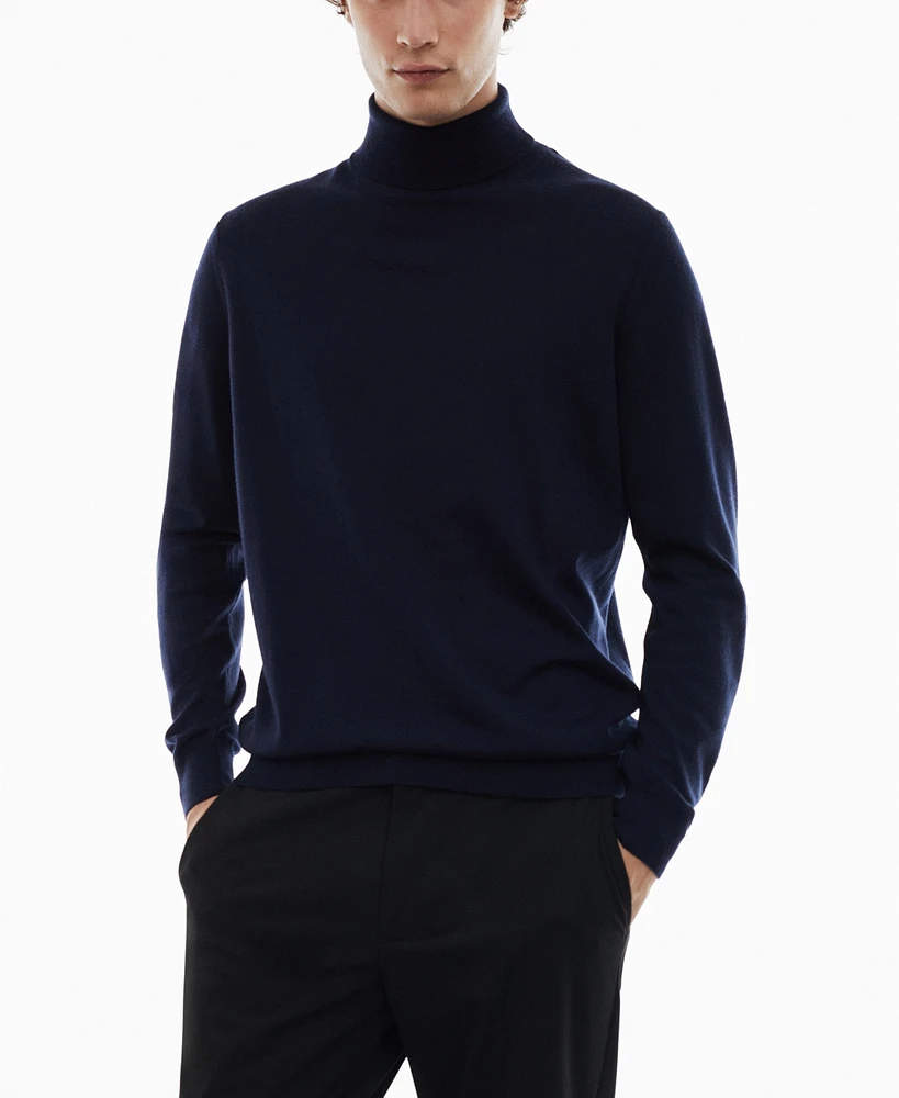 Mango Men's 100% Merino Wool Turtleneck Sweater