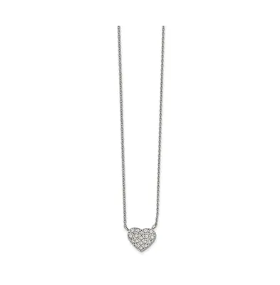 Chisel Cz Heart 17 inch Cable Chain Necklace