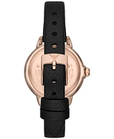 Emporio Armani Women's Black Leather Strap Watch 32mm