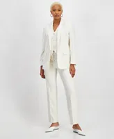 Bar Iii Womens Pinstripe Single Breasted Blazer Vest Straight Leg Pants Created For Macys