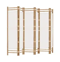 Folding 6-Panel Room Divider 94.5" Bamboo and Canvas