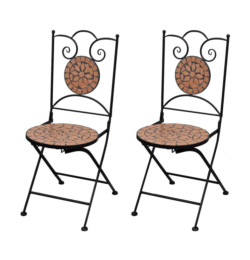 vidaXL Folding Bistro Chairs 2 pcs Ceramic Terracotta