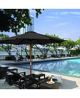Yescom 9FT Wooden Patio Umbrella UV30+ for Beach Pool Wedding Party Table Market Garden Yard Hotel Deck Cafe