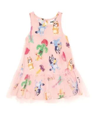 Bluey Bingo Girls Mesh Dress Pink Toddler| Child