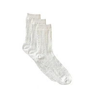 Stems Three Pack Cable Knit Crew Socks