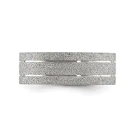 Chisel Stainless Steel Polished Laser-cut and Grooved Band Ring