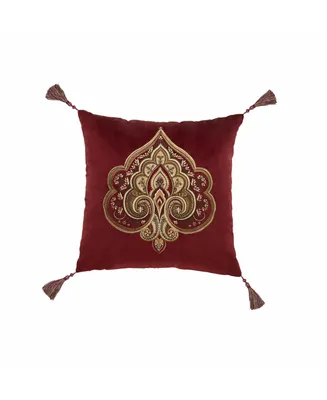 Five Queens Court Bordeaux Embellished Decorative Pillow, 18" x 18"
