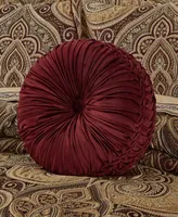 Five Queens Court Bordeaux Tufted Round Decorative Pillow, 15" Round