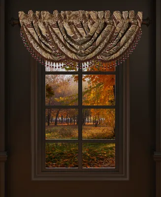 Five Queens Court Bordeaux Window Waterfall Valance, 33" x 49"