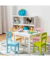 5 Piece Kids Wood Table Chair Set Activity Toddler Playroom Furniture