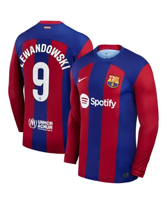 Men's Nike Robert Lewandowski Royal Barcelona 2023/24 Home Replica Long Sleeve Jersey