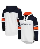 Men's '47 Brand Denver Broncos Heather Gray Gridiron Lace-Up Pullover Hoodie