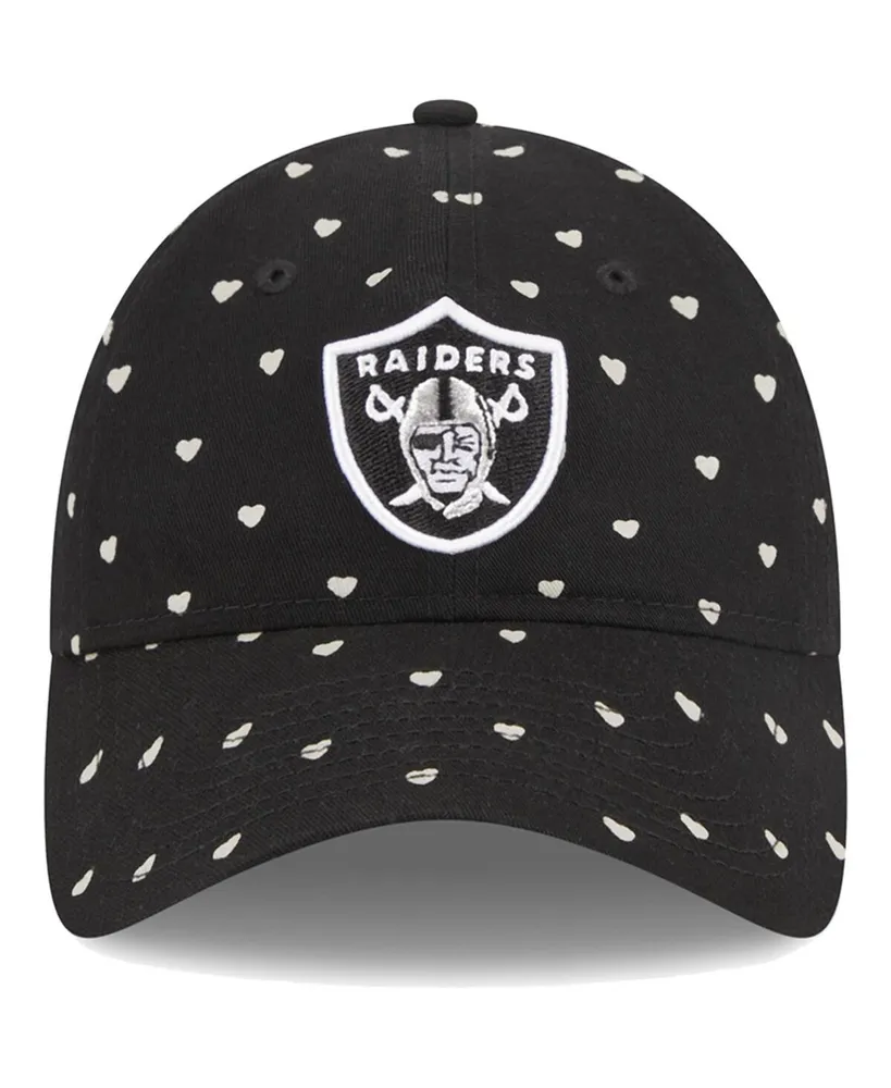 Youth Girls New Era Black Las Vegas Raiders Hearts 9TWENTY Adjustable Hat