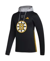 Men's adidas Black Boston Bruins Refresh Skate Lace Aeroready Pullover Hoodie