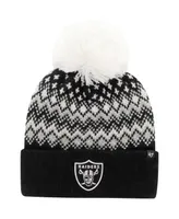 Women's '47 Brand Black Las Vegas Raiders Elsa Cuffed Knit Hat with Pom