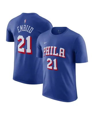 Men's Nike Joel Embiid Royal Philadelphia 76ers Name and Number T-shirt