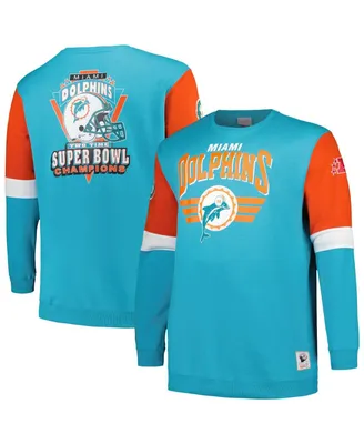 Men's Mitchell & Ness Aqua Miami Dolphins Big and Tall Fleece Pullover Sweatshirt
