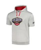 Men's Fanatics Silver, Red New Orleans Pelicans Short Sleeve Pullover Hoodie