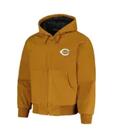 Men's Dunbrooke Brown Cincinnati Reds Dakota Work Full-Zip Hoodie Jacket