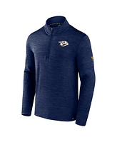 Men's Fanatics Heather Navy Nashville Predators Authentic Pro Quarter-Zip Pullover Top