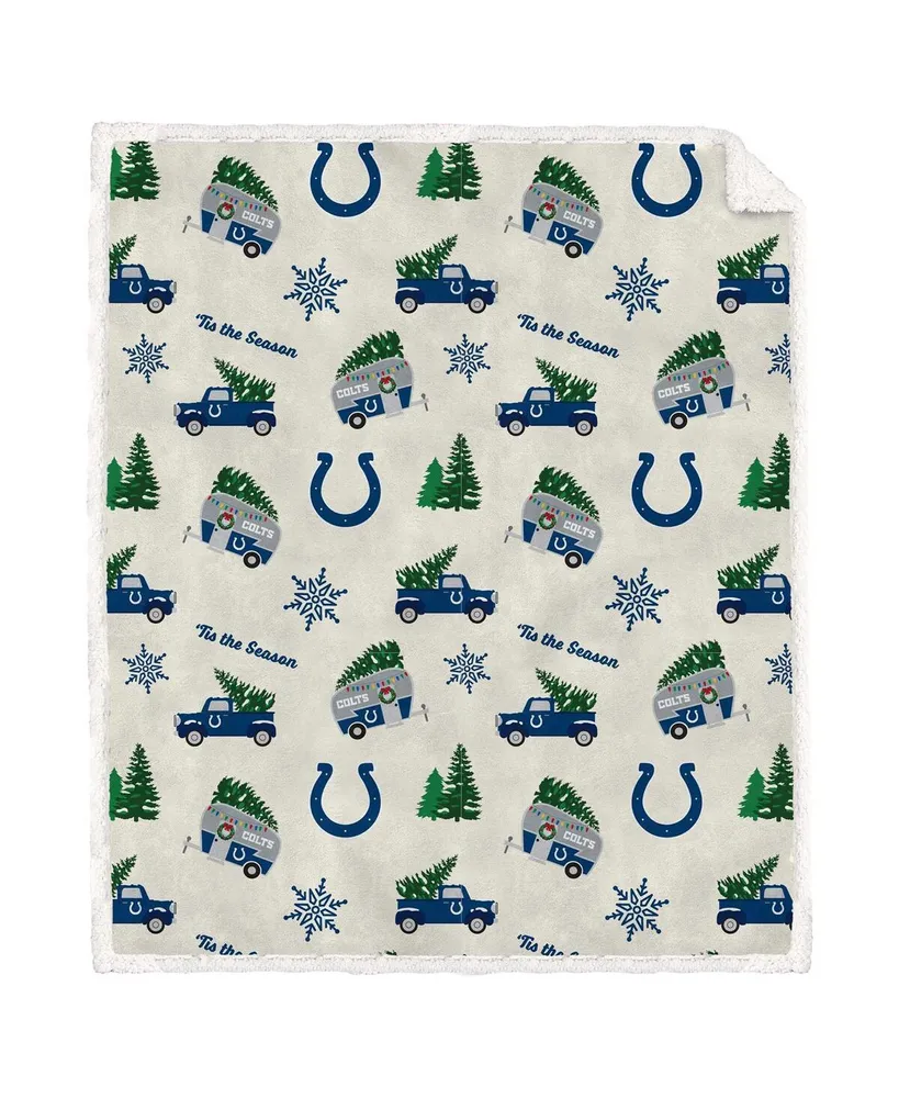 Pegasus Indianapolis Colts Holiday Truck Repeat 50" x 60" Sherpa Flannel Fleece Blanket