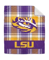 Pegasus Home Fashions Lsu Tigers 50" x 60" Plaid Flannel Sherpa Plush Blanket